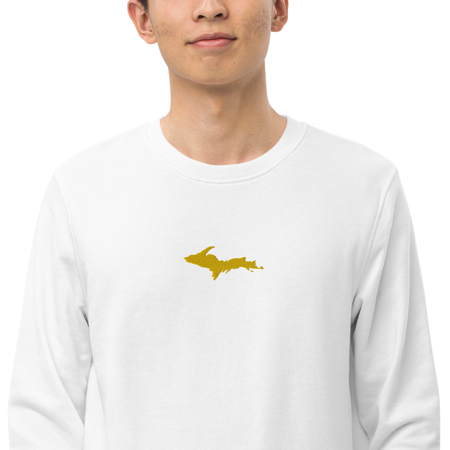 Michigan Upper Peninsula Sweatshirt (w/ Embroidered Gold UP Outline) | Unisex Organic