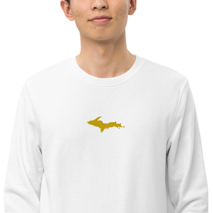 Michigan Upper Peninsula Sweatshirt (w/ Embroidered Gold UP Outline) | Unisex Organic