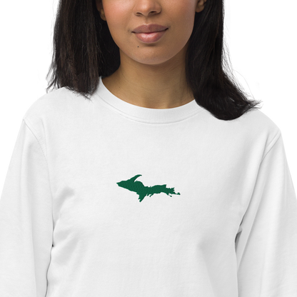 Michigan Upper Peninsula Sweatshirt (w/ Embroidered Green UP Outline) | Unisex Organic