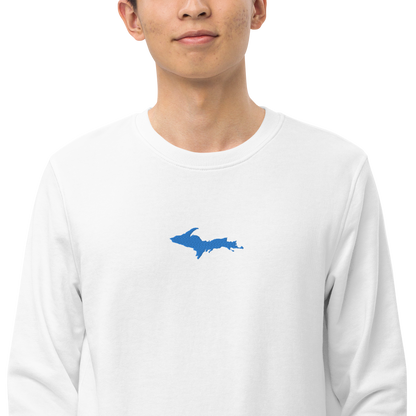 Michigan Upper Peninsula Sweatshirt (w/ Embroidered Azure UP Outline) | Unisex Organic