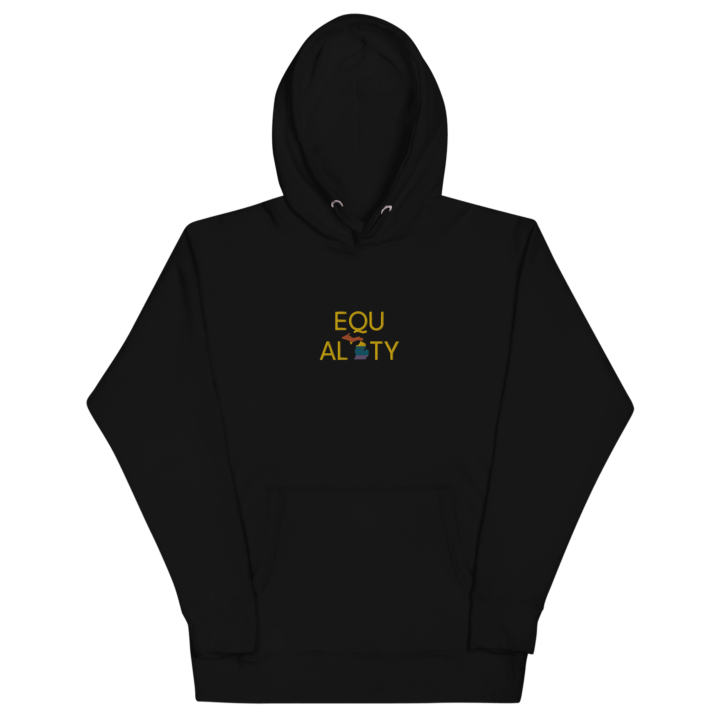 Michigan 'Equality' Premium Hoodie (w/ LGBTQ Pride Colors) | Embroidered - Circumspice Michigan