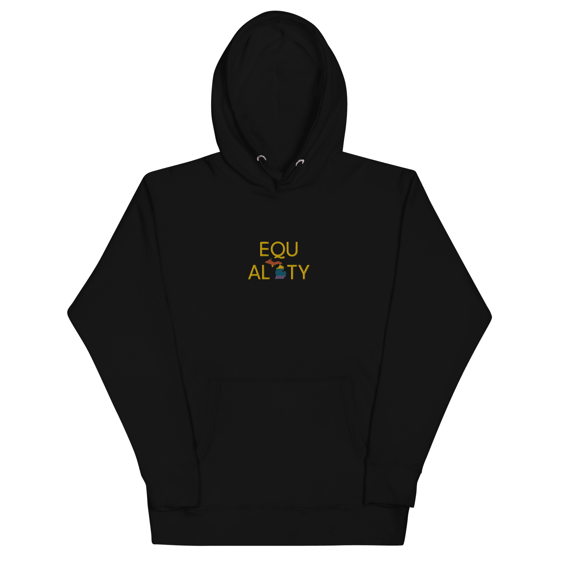 Michigan 'Equality' Premium Hoodie (w/ LGBTQ Pride Colors) | Embroidered - Circumspice Michigan