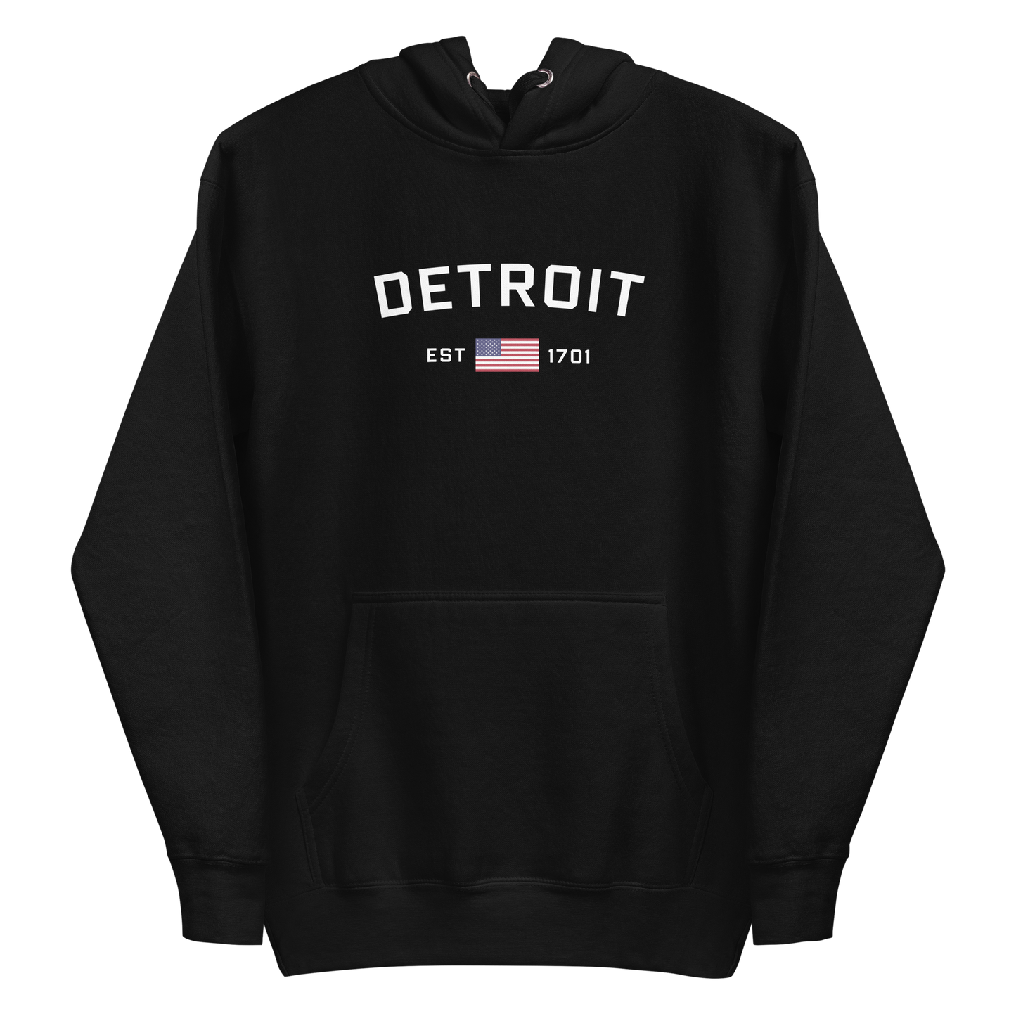 'Detroit EST 1701' Unisex Premium Hoodie (w/ United States Flag)