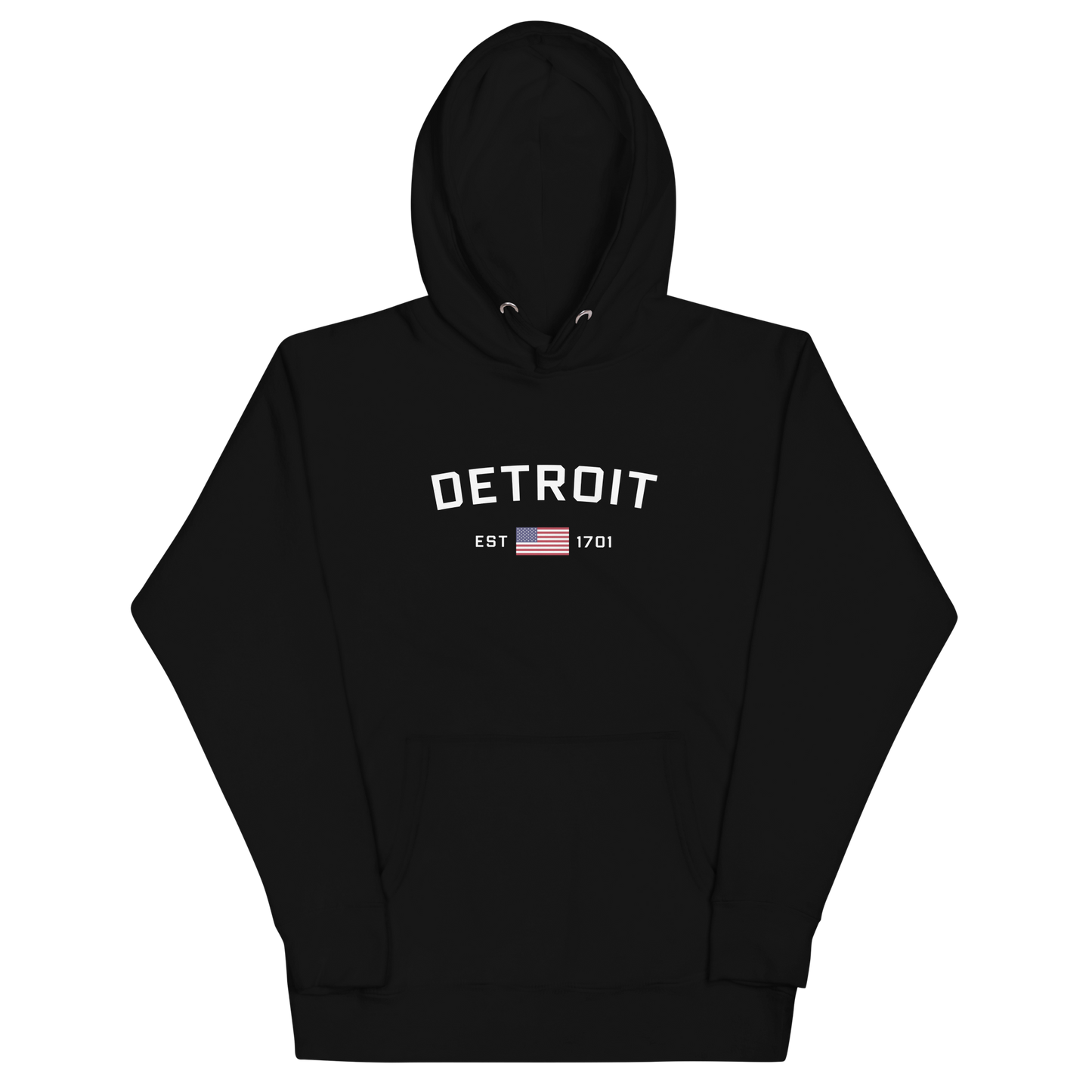 'Detroit EST 1701' Unisex Premium Hoodie (w/ United States Flag)