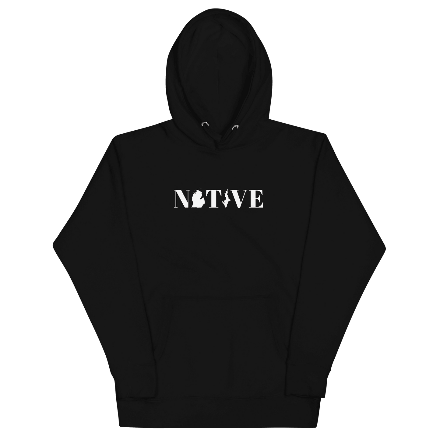 Michigan 'Native' Hoodie (White/Navy Didone Font) | Unisex Premium - Circumspice Michigan