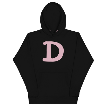 Detroit 'Old French D' Hoodie (Pink Full Body Outline) | Unisex Premium - Circumspice Michigan