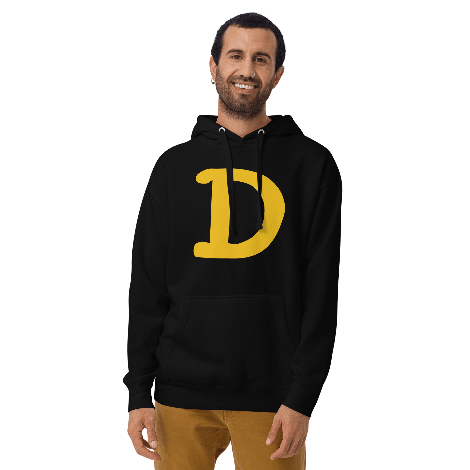 Detroit 'Old French D' Hoodie (Gold Full Body Outline) | Unisex Premium - Circumspice Michigan