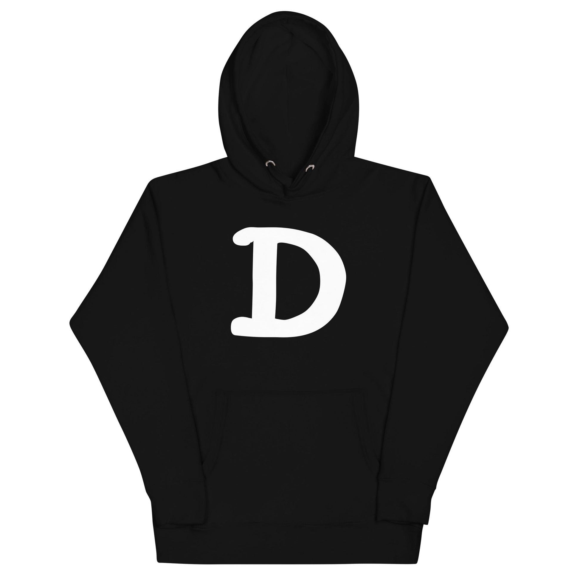 Detroit 'Old French D' Hoodie (White/Navy Full Body Outline) | Unisex Premium - Circumspice Michigan