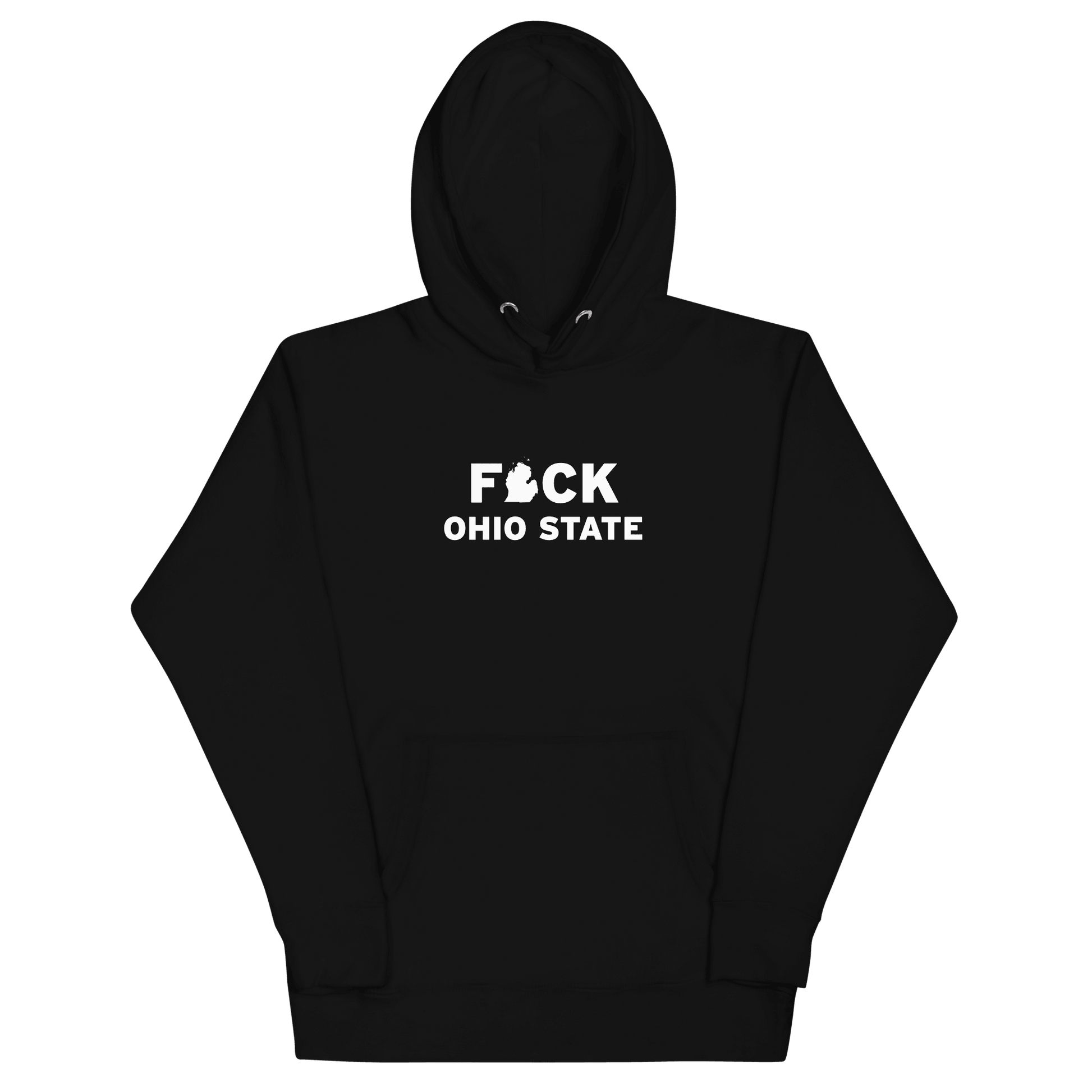 'F*ck Ohio State' Hoodie (White/Navy Type w/ Lower Peninsula Outline ) | Unisex Premium - Circumspice Michigan