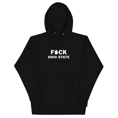 'F*ck Ohio State' Hoodie (White/Navy Type w/ Lower Peninsula Outline ) | Unisex Premium - Circumspice Michigan