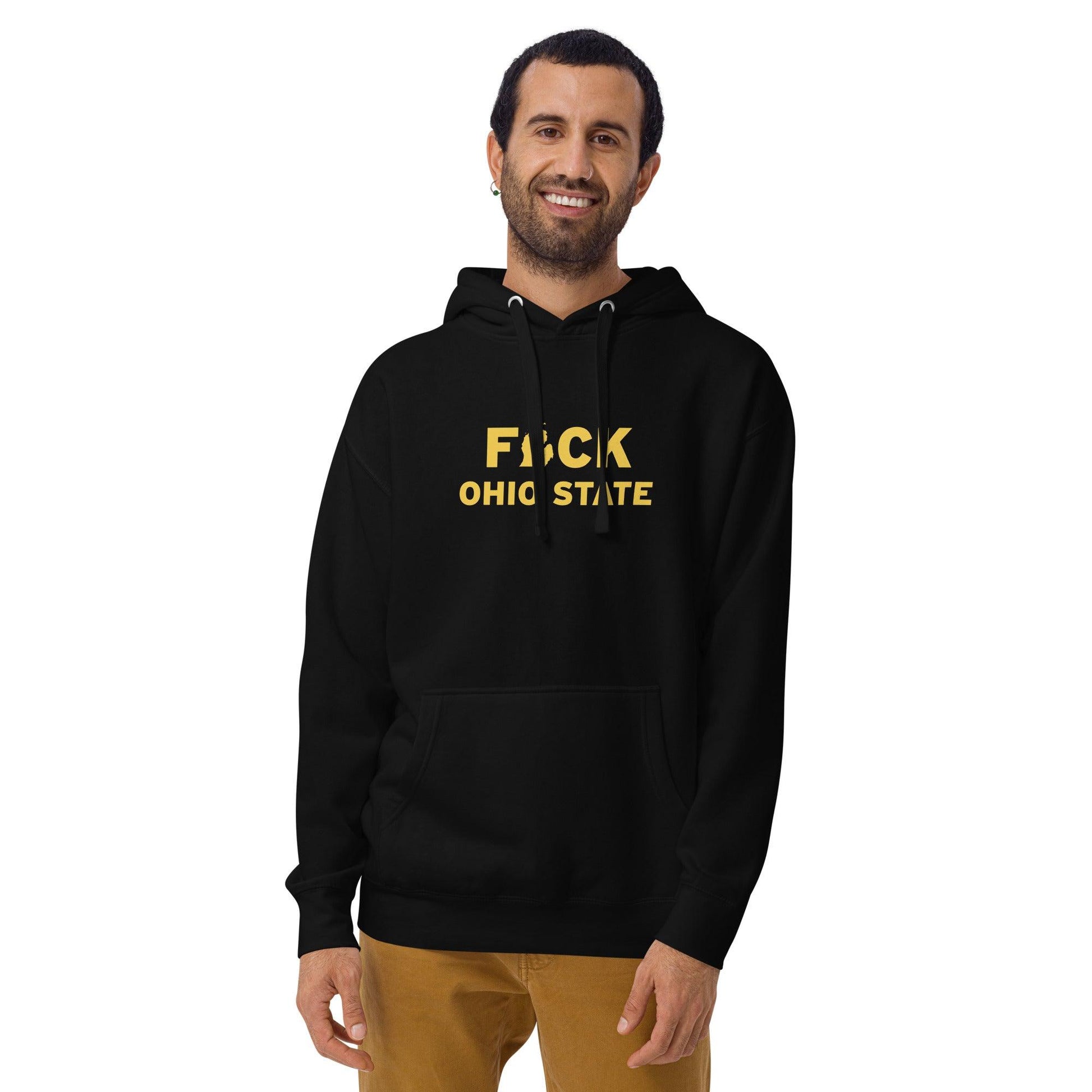 'F*ck Ohio State' Hoodie (Gold Type w/ Lower Peninsula Outline ) | Unisex Premium - Circumspice Michigan