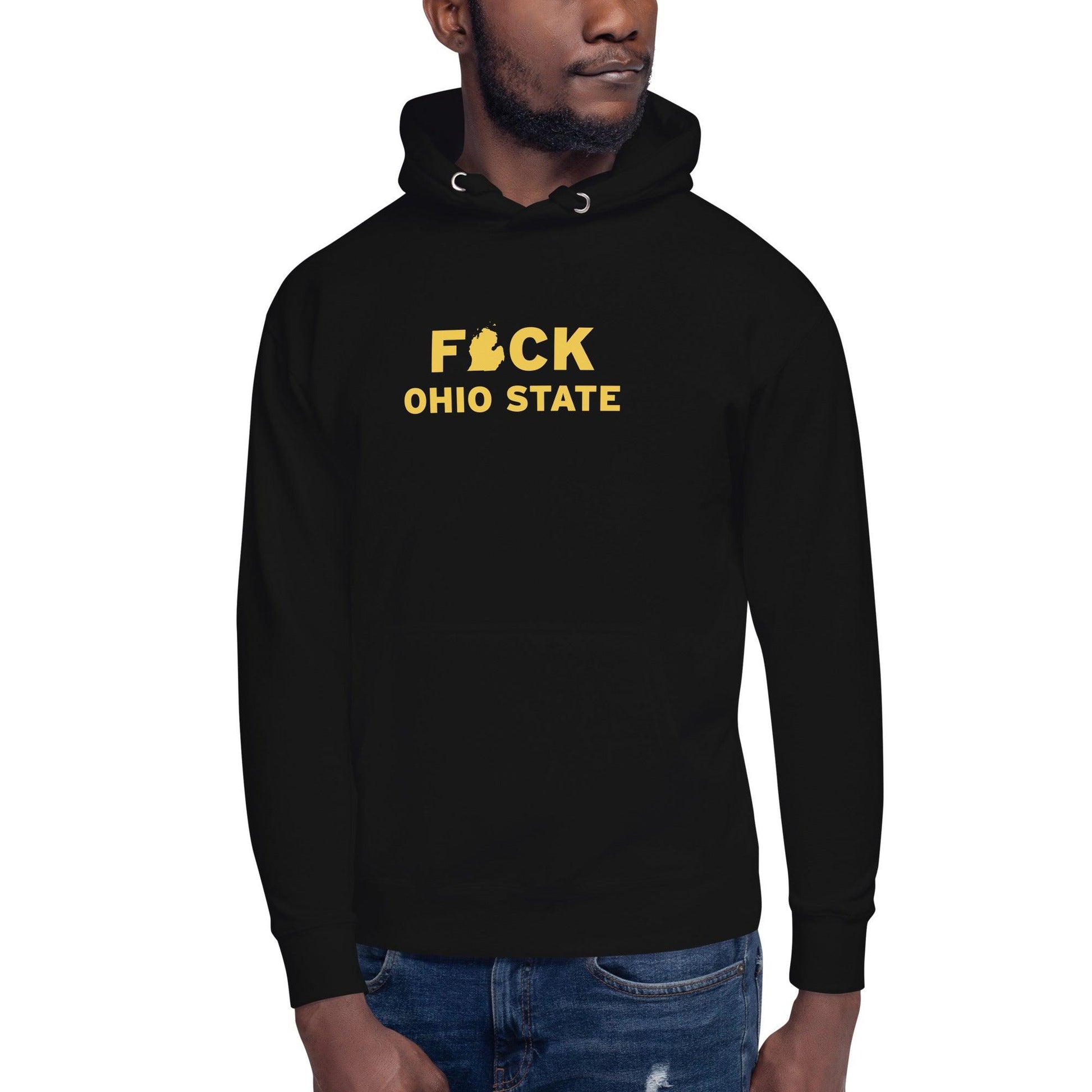 'F*ck Ohio State' Hoodie (Gold Type w/ Lower Peninsula Outline ) | Unisex Premium - Circumspice Michigan