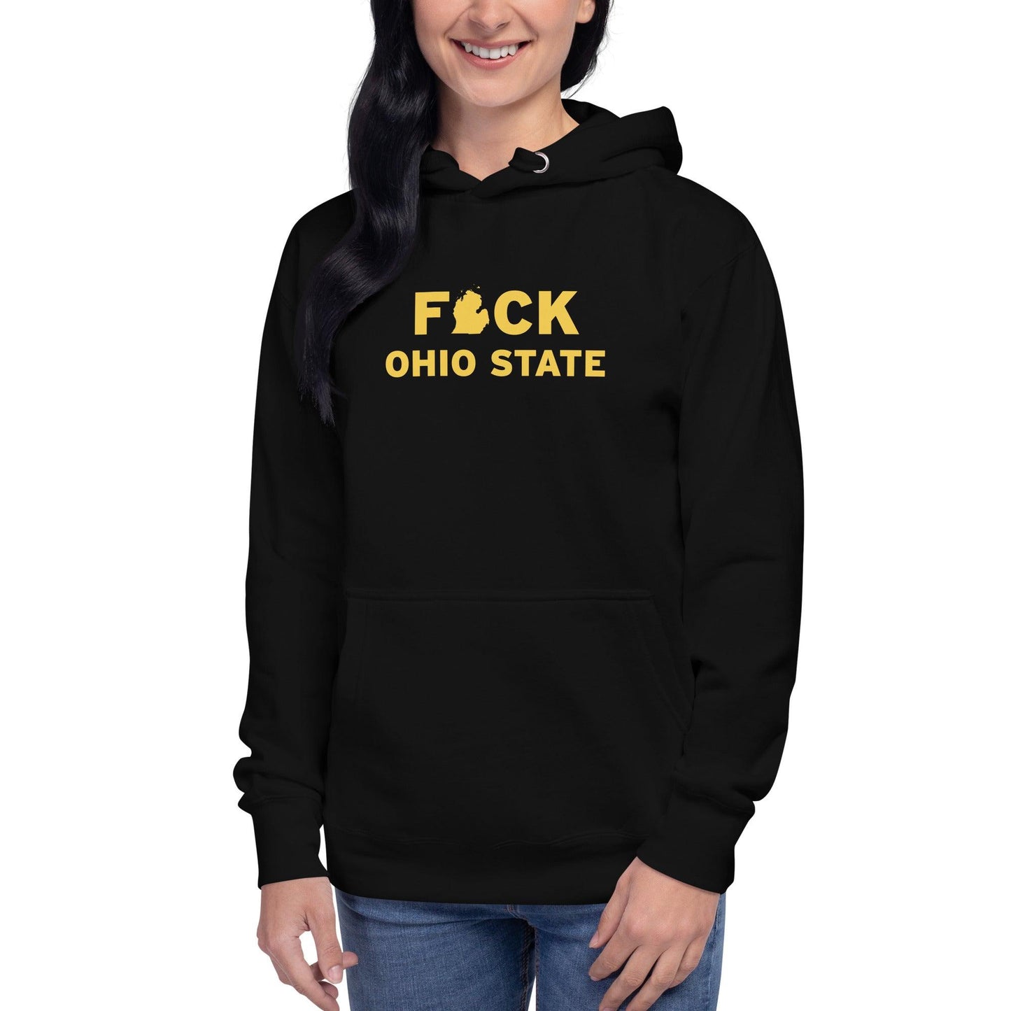 'F*ck Ohio State' Hoodie (Gold Type w/ Lower Peninsula Outline ) | Unisex Premium - Circumspice Michigan