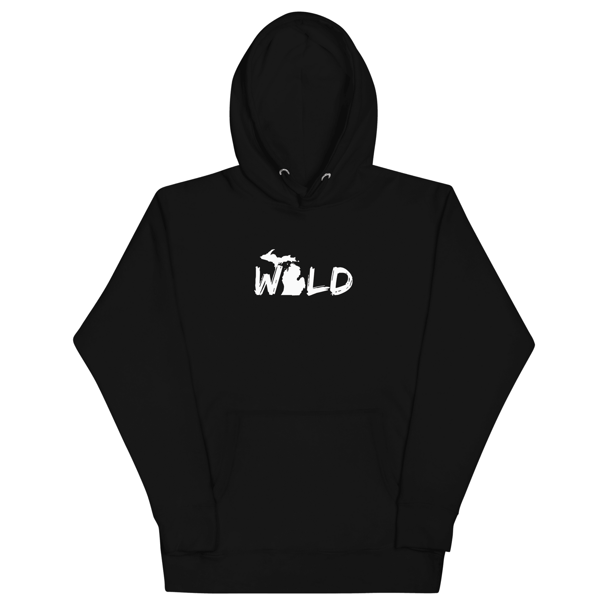 Michigan 'Wild' Hoodie (Paintbrush Font w/ MI Outline) | Unisex Premium - Circumspice Michigan