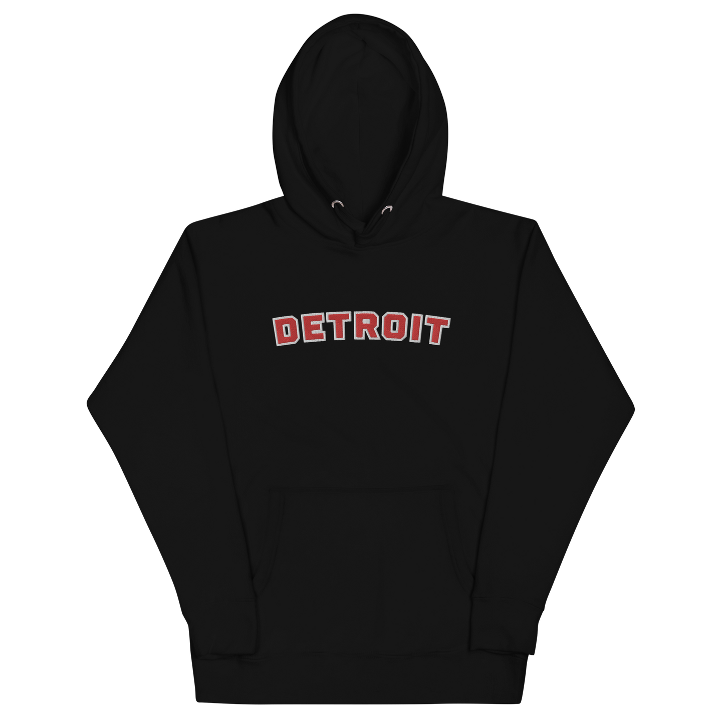 'Detroit' Unisex Premium Hoodie (Athletic Font) | Red Embroidery