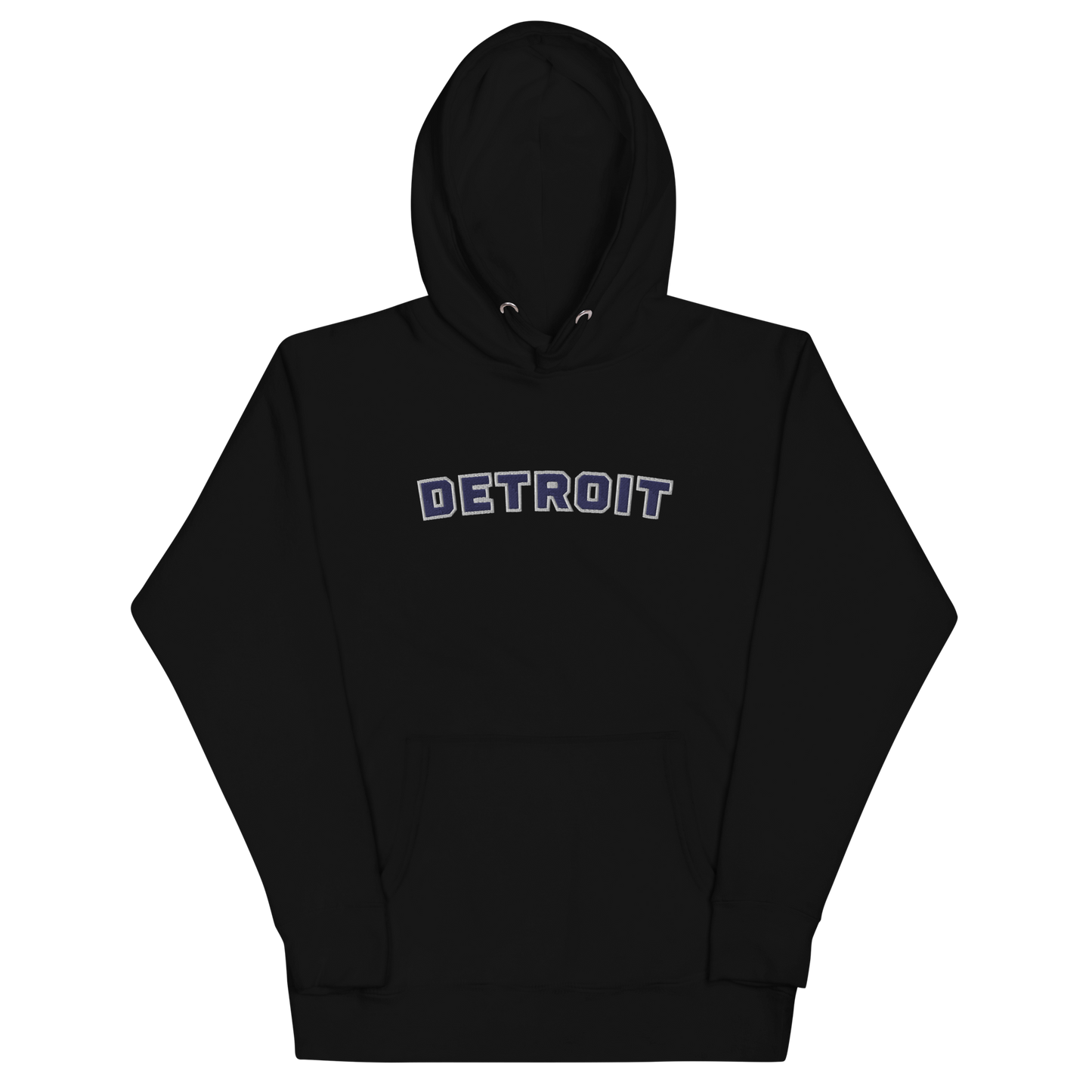 'Detroit' Unisex Premium Hoodie (Athletic Font) | Navy Embroidery