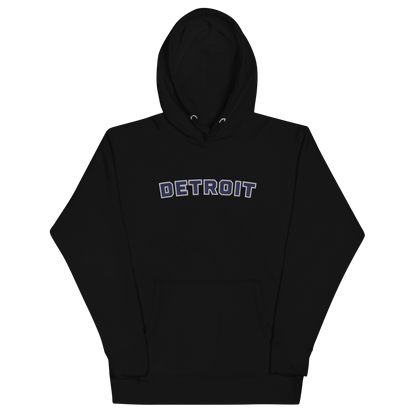 'Detroit' Unisex Premium Hoodie (Athletic Font) | Navy Embroidery