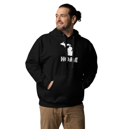 Michigan 'Home' Unisex Premium Hoodie (1970s Audiophile Font w/MI Outline)