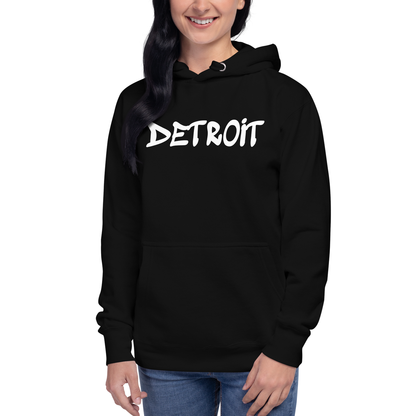 'Detroit' Unisex Premium Hoodie (1980s Hip Hop Font)