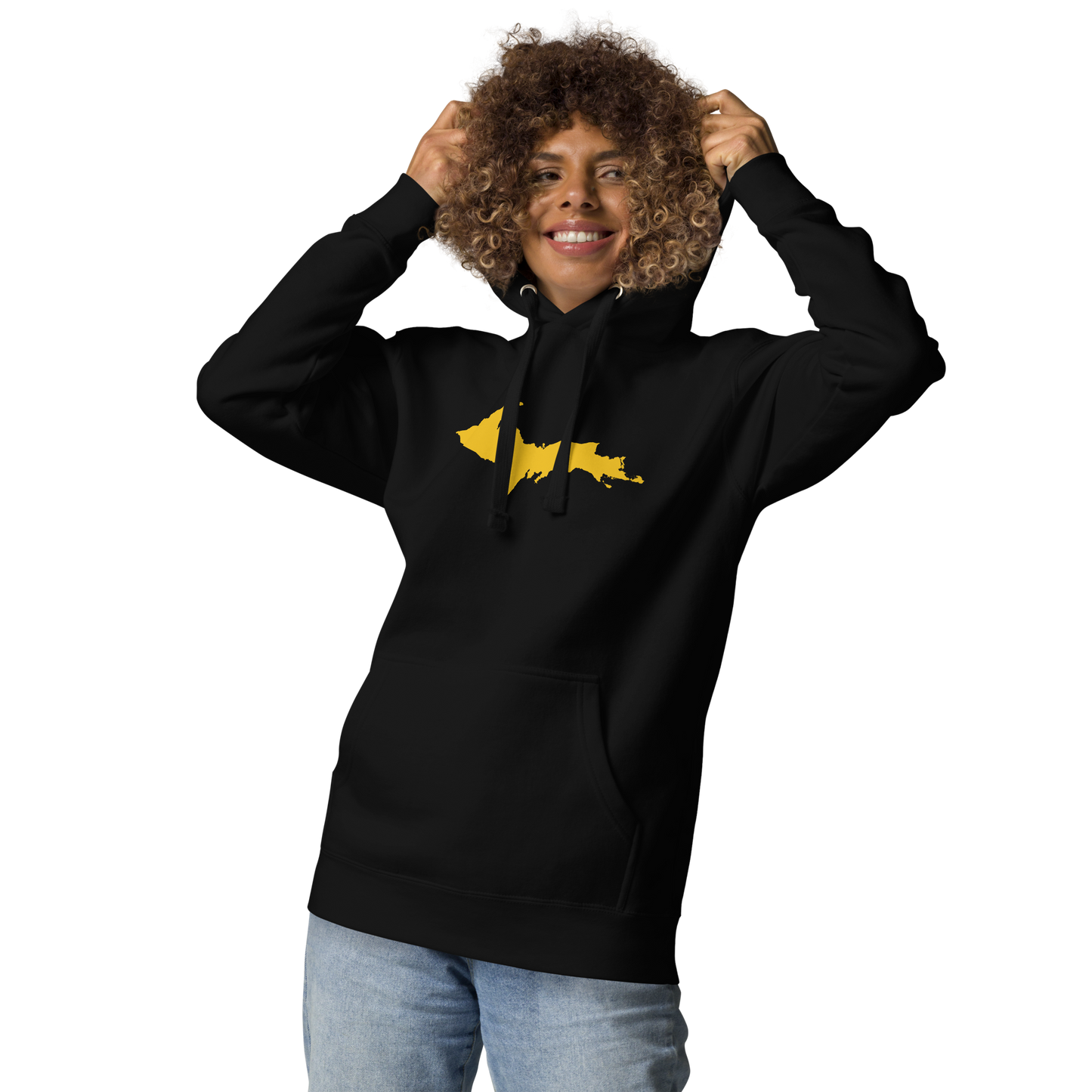 Upper Peninsula Hoodie (w/ Gold UP Outline) | Unisex Premium