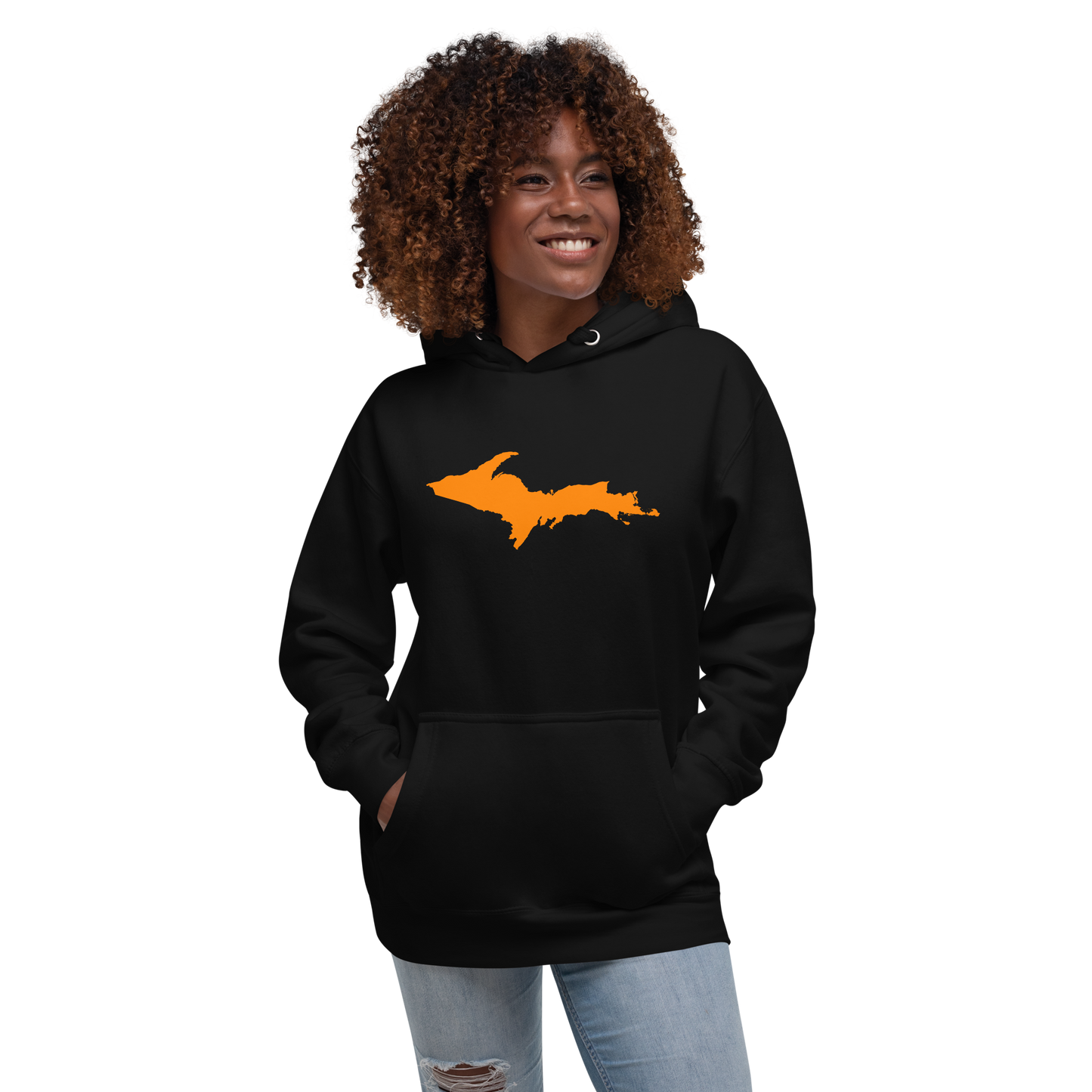 Michigan Upper Peninsula Hoodie (w/ Orange UP Outline) | Unisex Premium