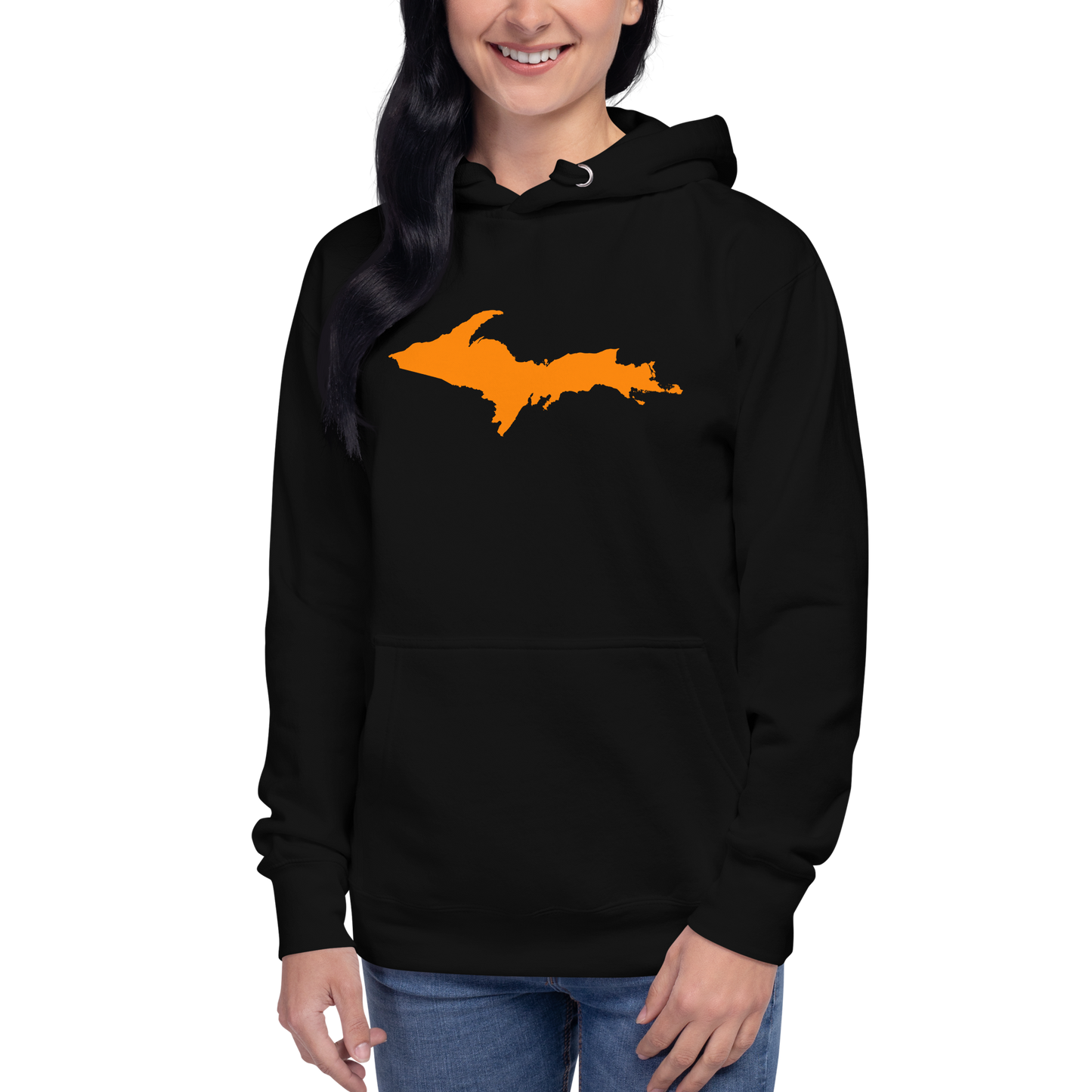 Michigan Upper Peninsula Hoodie (w/ Orange UP Outline) | Unisex Premium