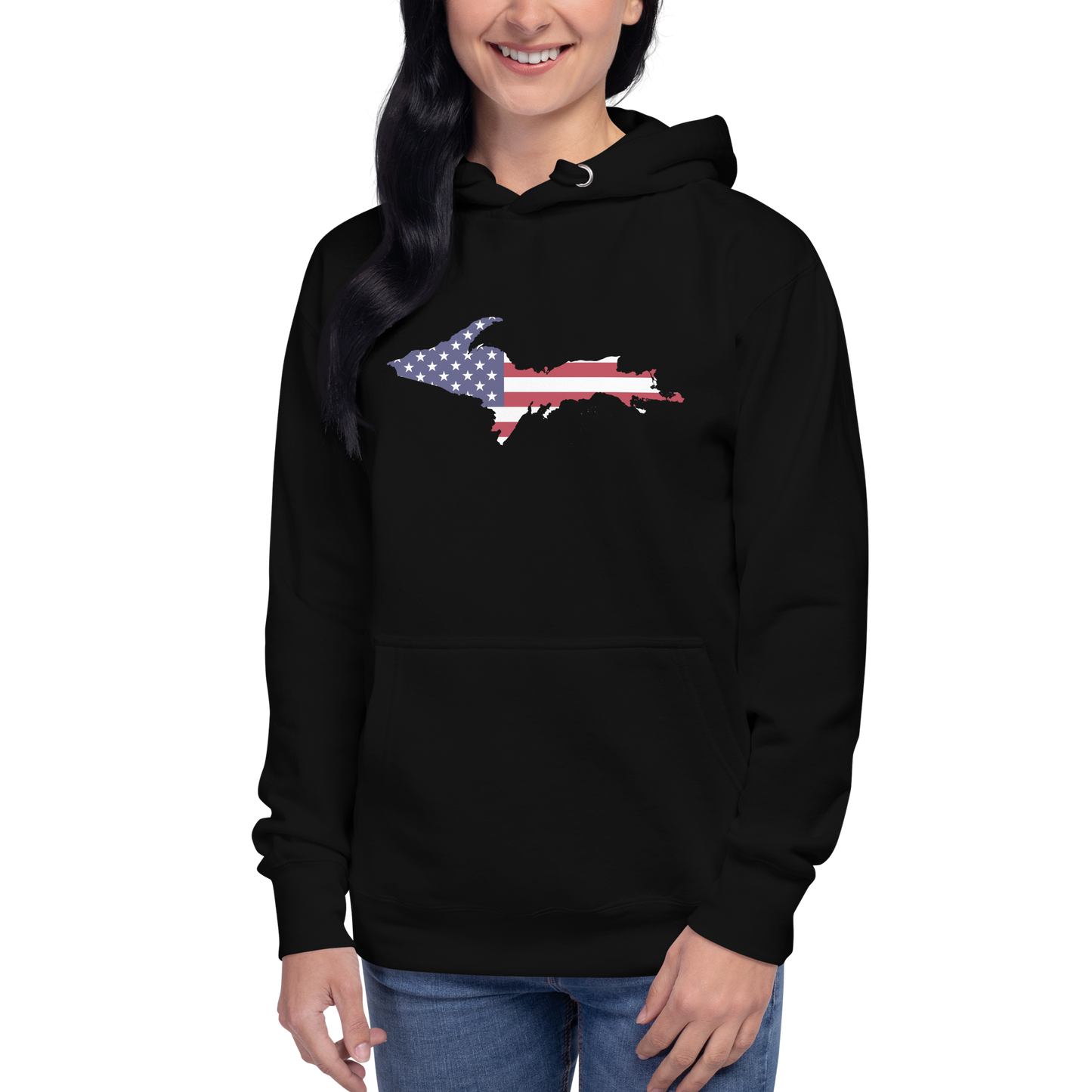 Michigan Upper Peninsula Hoodie (w/ UP USA Flag Outline) | Unisex Premium