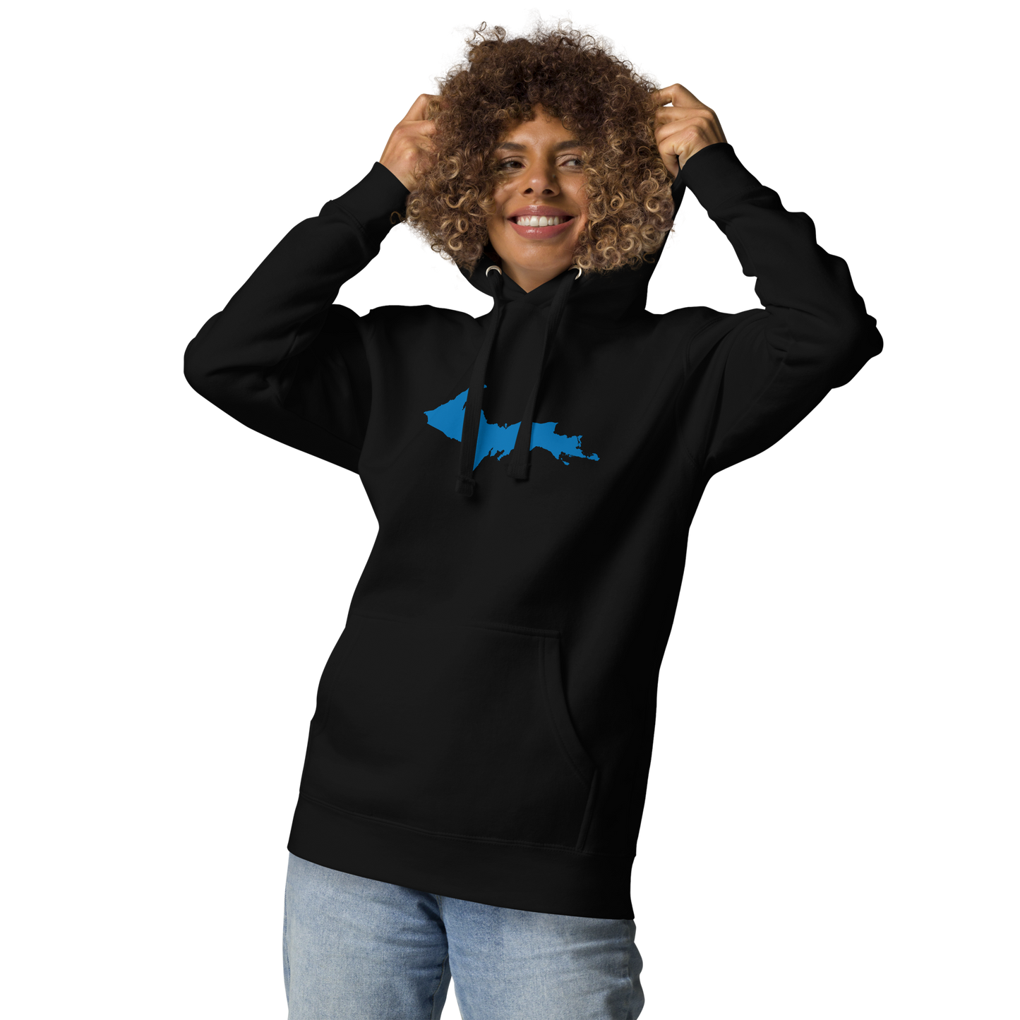 Michigan Upper Peninsula Hoodie (w/ Azure UP Outline) | Unisex Premium