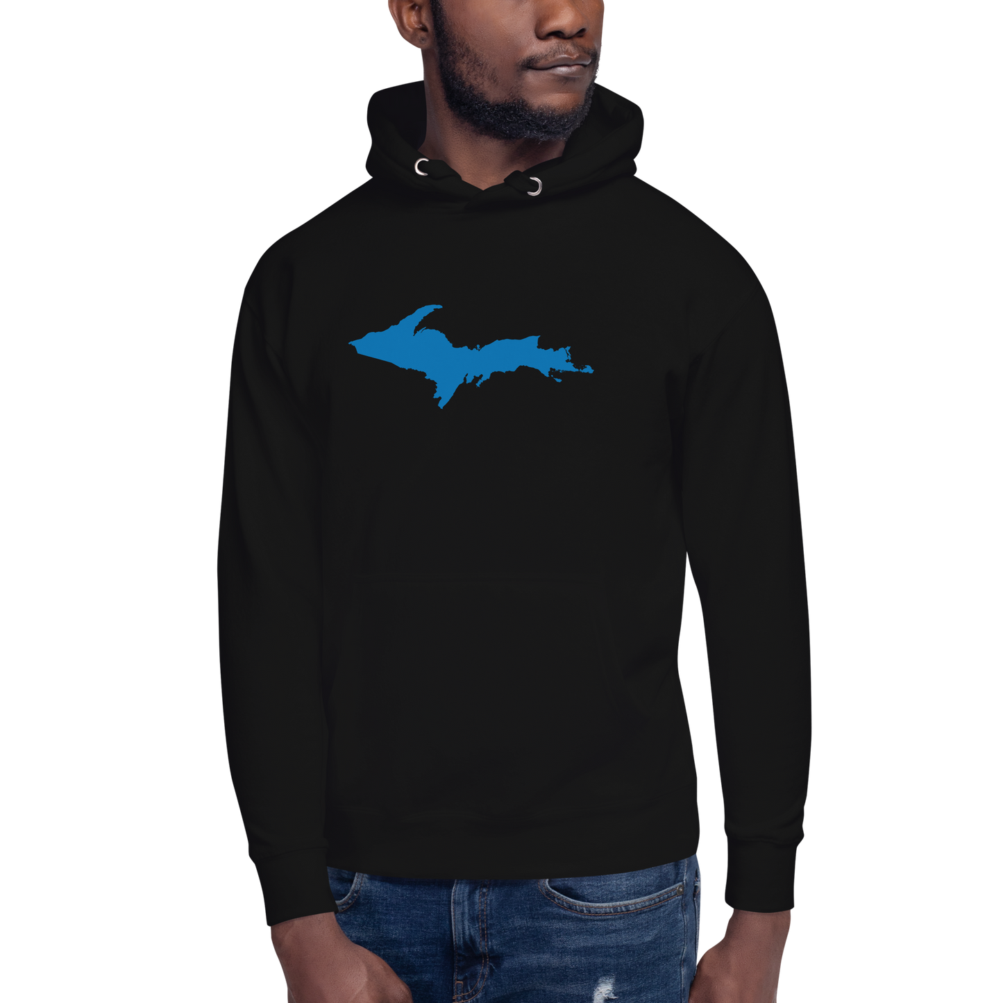 Michigan Upper Peninsula Hoodie (w/ Azure UP Outline) | Unisex Premium