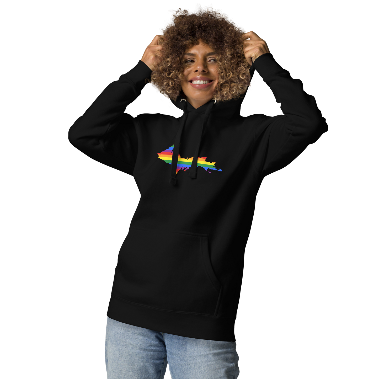 Michigan Upper Peninsula Hoodie (w/ UP Pride Flag Outline) | Unisex Premium