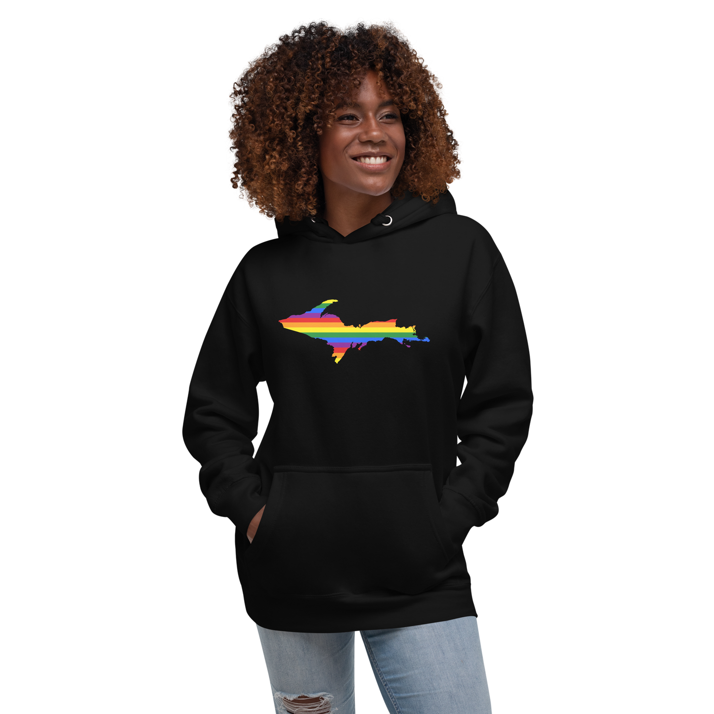 Michigan Upper Peninsula Hoodie (w/ UP Pride Flag Outline) | Unisex Premium