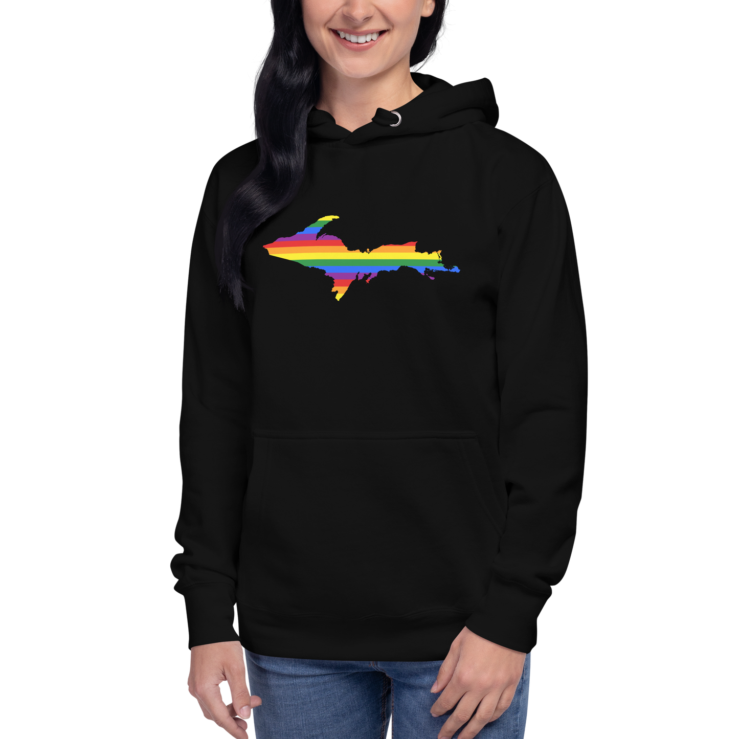 Michigan Upper Peninsula Hoodie (w/ UP Pride Flag Outline) | Unisex Premium