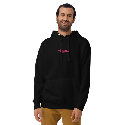 Michigan Upper Peninsula Hoodie (w/ Embroidered Pink UP Outline) | Unisex Premium