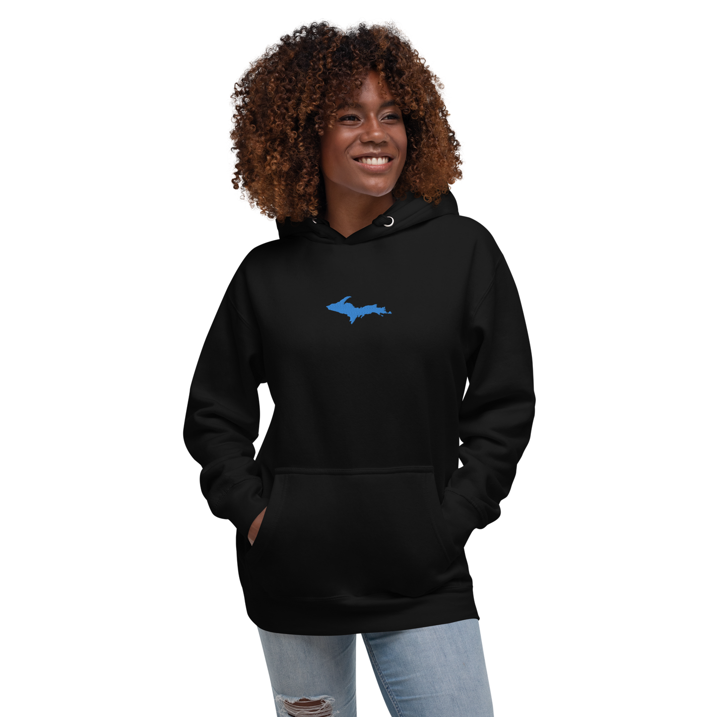 Michigan Upper Peninsula Hoodie (w/ Embroidered Azure UP Outline) | Unisex Premium