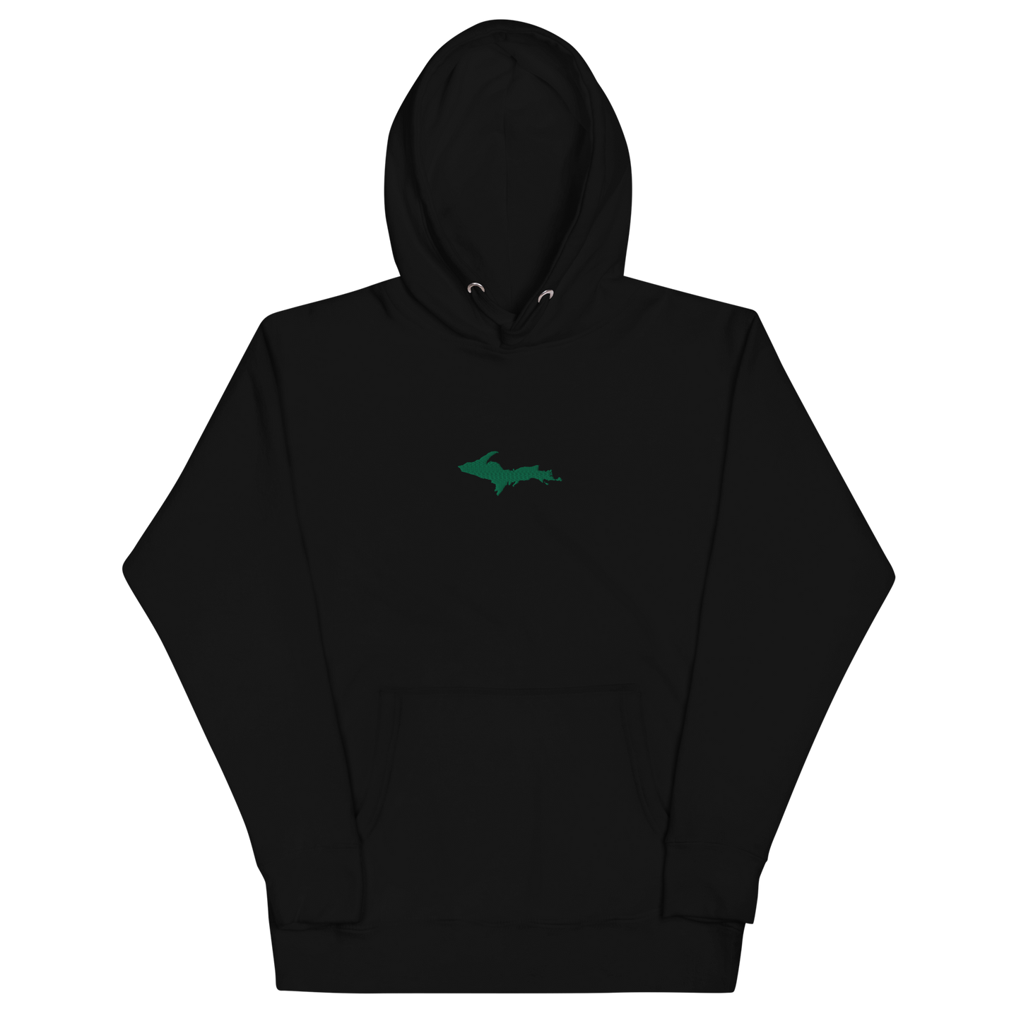 Michigan Upper Peninsula Hoodie (w/ Embroidered Green UP Outline) | Unisex Premium