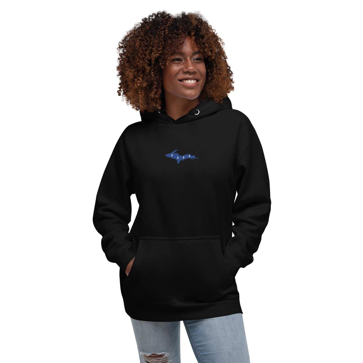 Michigan Upper Peninsula Hoodie (w/ Embroidered UP Quebec Flag Outline) | Unisex Premium