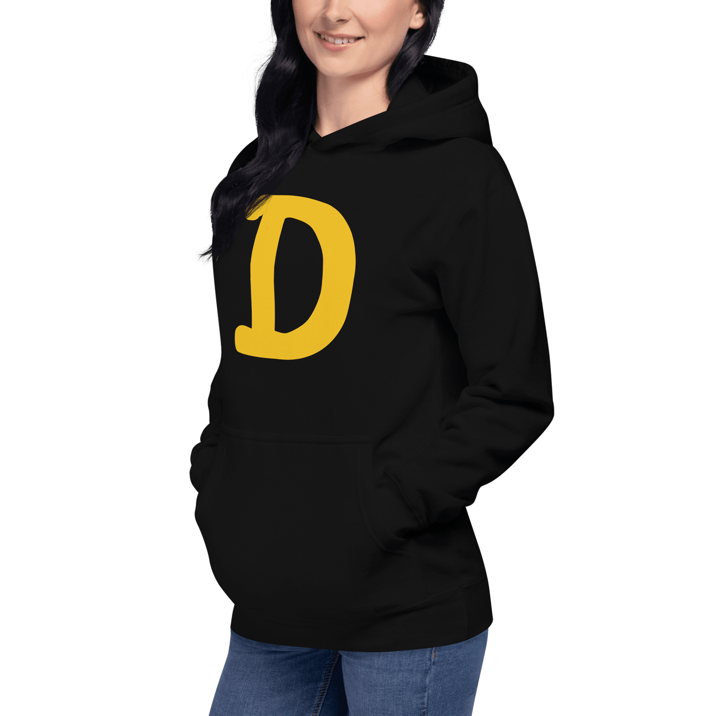 Detroit 'Old French D' Hoodie (Gold Full Body Outline) | Unisex Premium - Circumspice Michigan