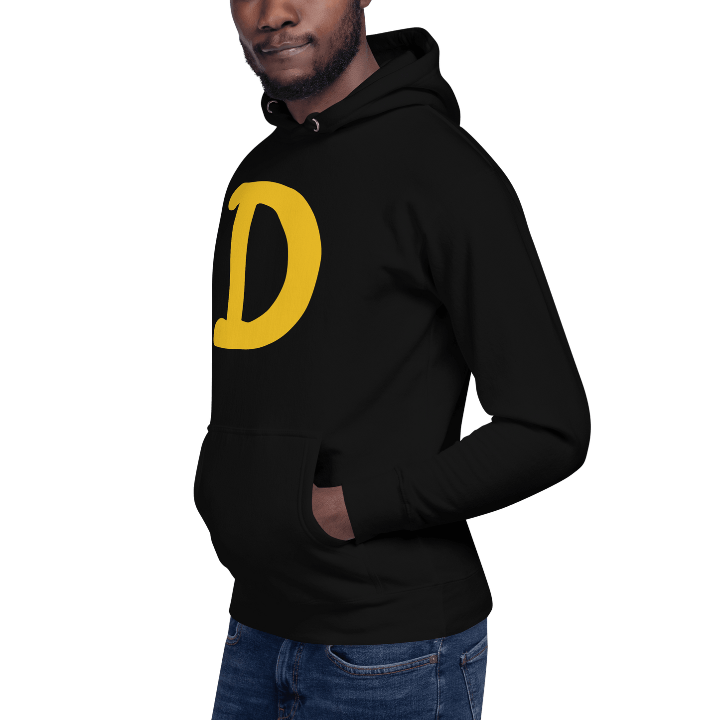 Detroit 'Old French D' Hoodie (Gold Full Body Outline) | Unisex Premium - Circumspice Michigan