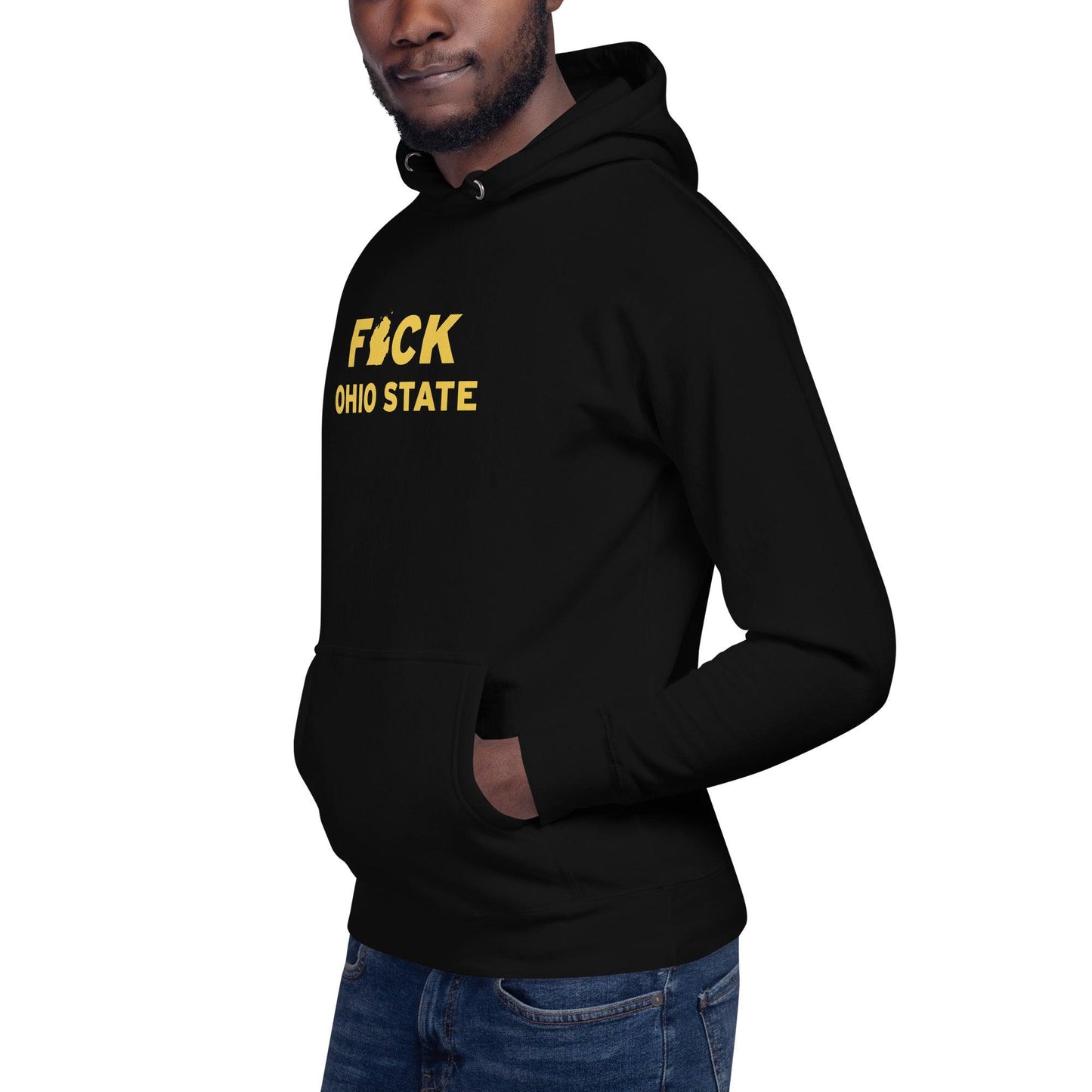 'F*ck Ohio State' Hoodie (Gold Type w/ Lower Peninsula Outline ) | Unisex Premium - Circumspice Michigan