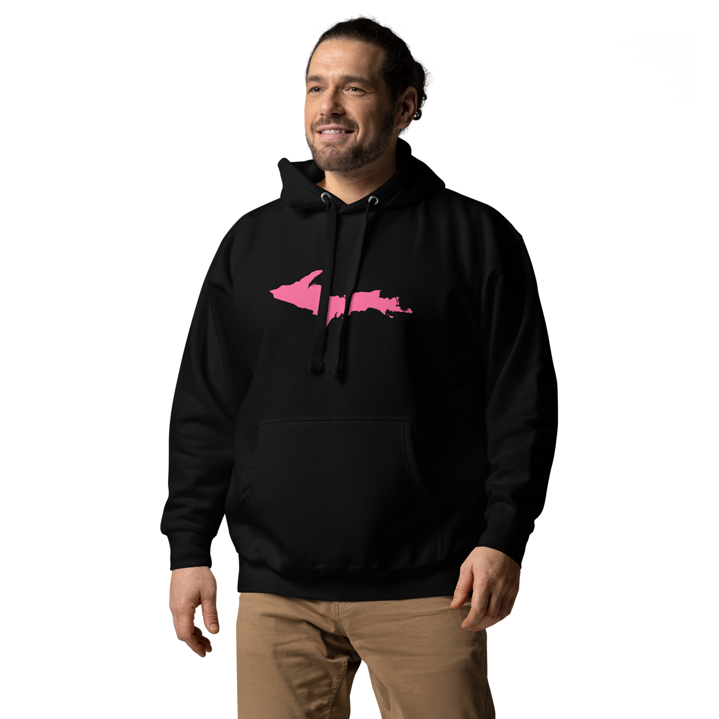 Michigan Upper Peninsula Hoodie (w/ Pink UP Outline) | Unisex Premium