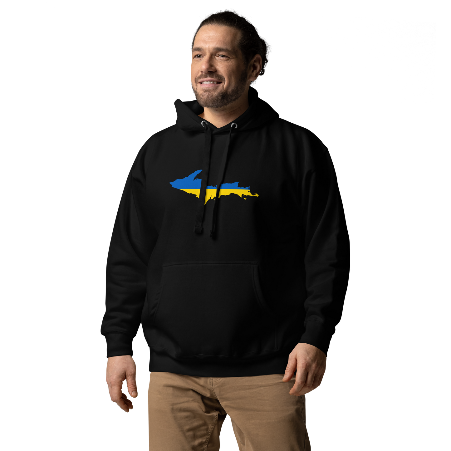 Michigan Upper Peninsula Hoodie (w/ UP Ukraine Flag Outline) | Unisex Premium