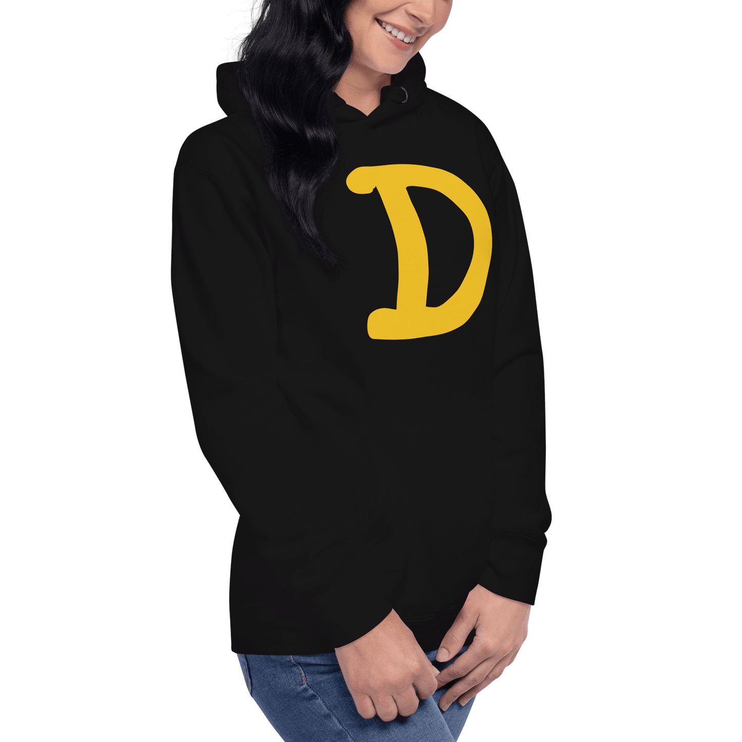 Detroit 'Old French D' Hoodie (Gold Full Body Outline) | Unisex Premium - Circumspice Michigan