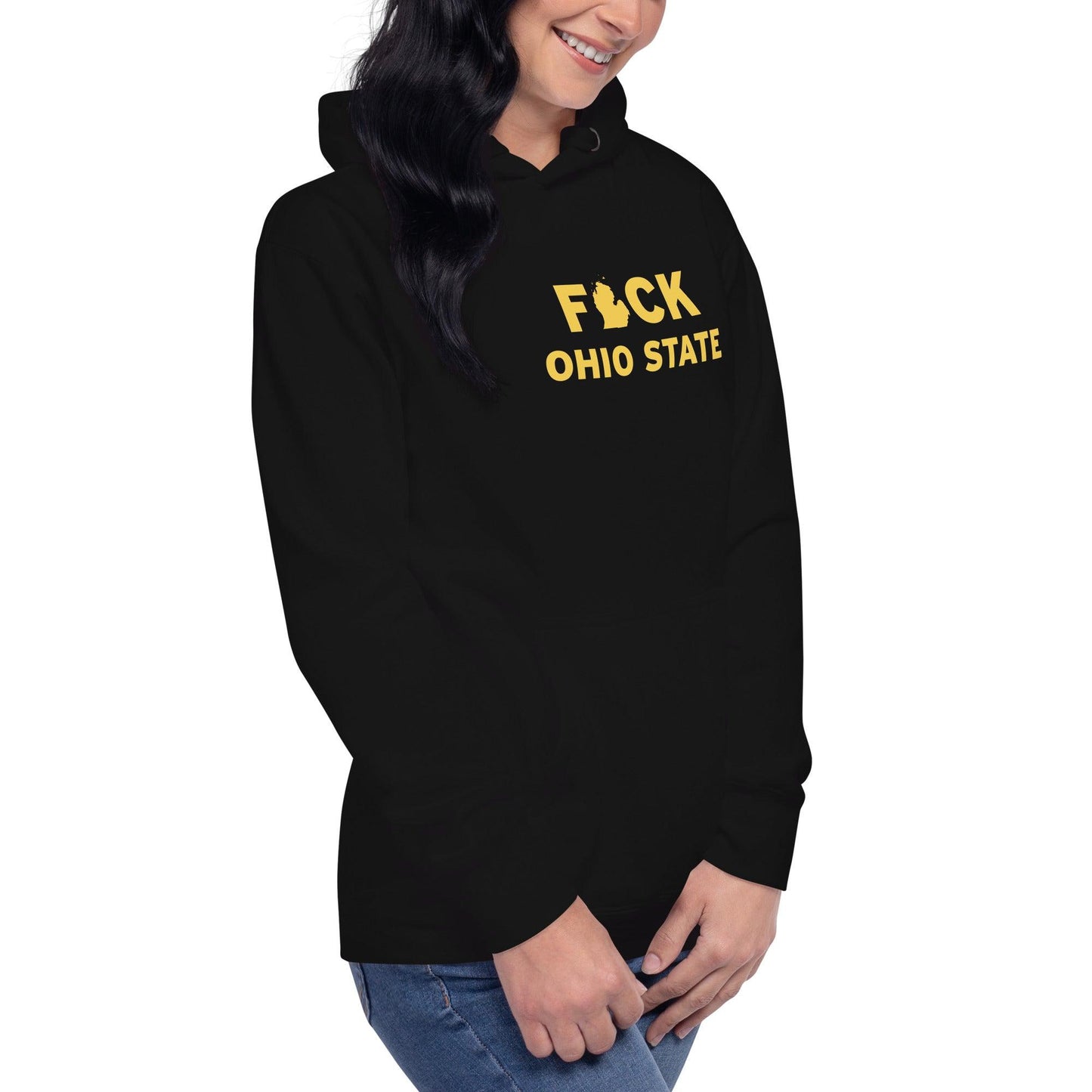 'F*ck Ohio State' Hoodie (Gold Type w/ Lower Peninsula Outline ) | Unisex Premium - Circumspice Michigan