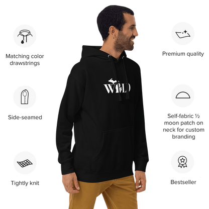 Michigan 'Wild' Hoodie (Didone Font w/ MI Outline) | Unisex Premium - Circumspice Michigan