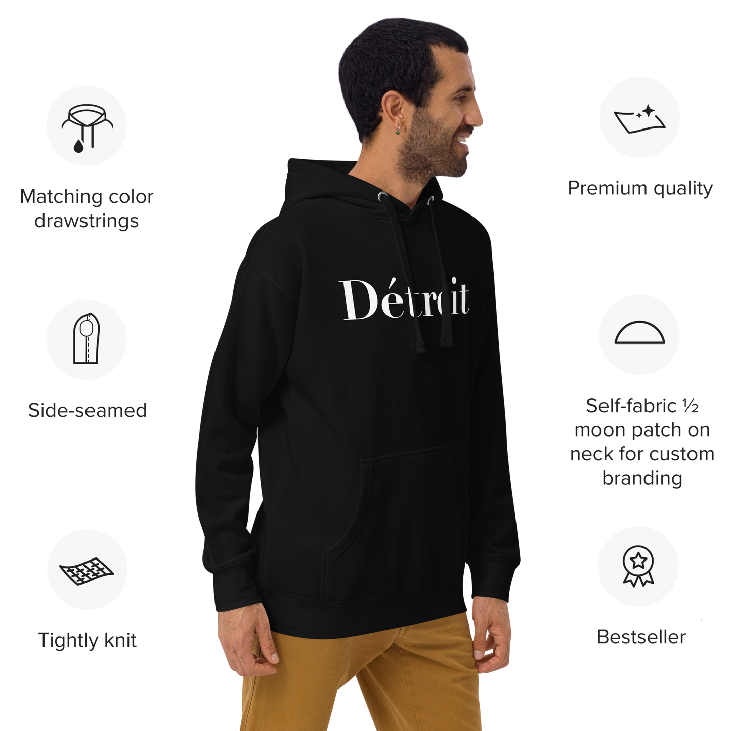 'Détroit' Unisex Premium Hoodie (Didot Font)