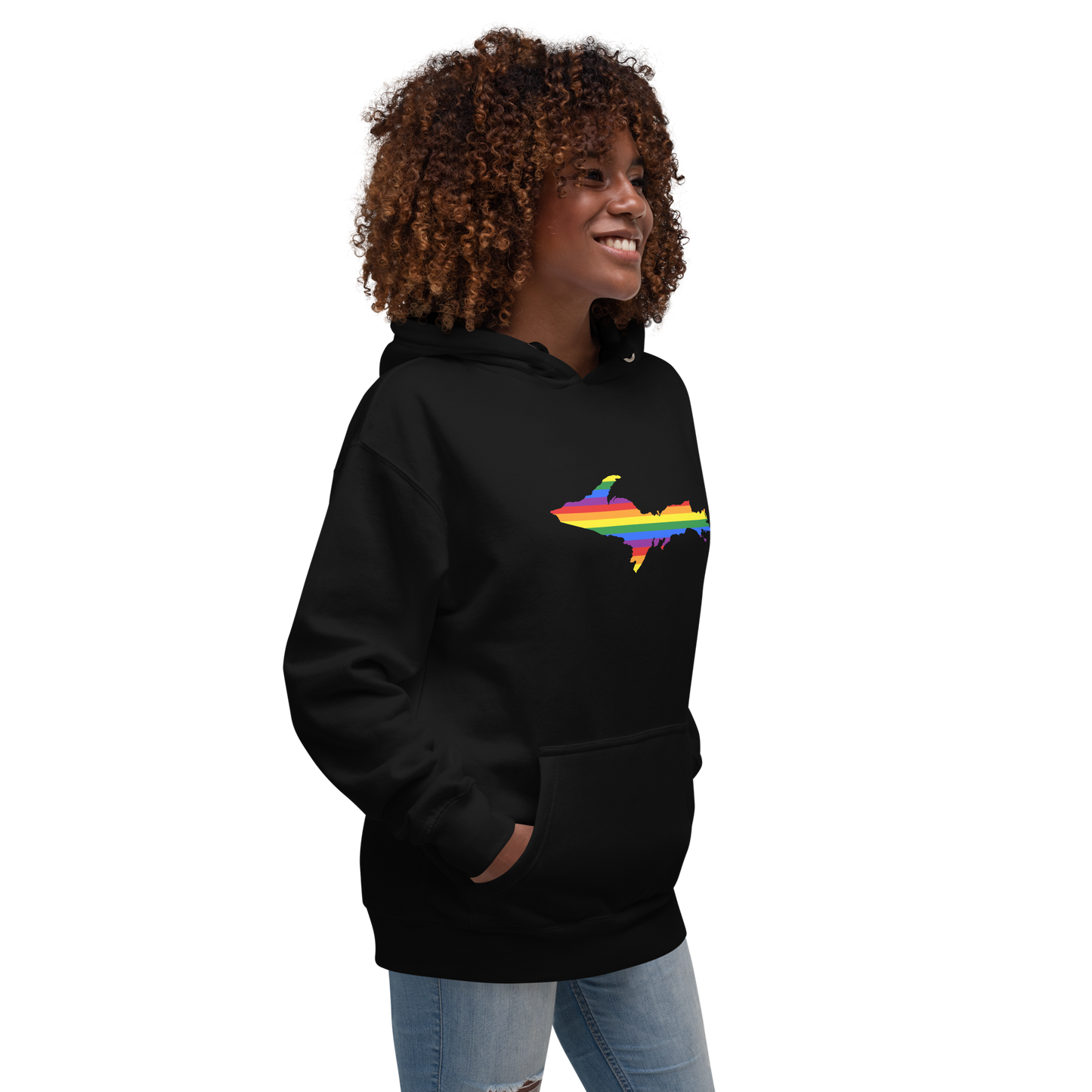 Michigan Upper Peninsula Hoodie (w/ UP Pride Flag Outline) | Unisex Premium