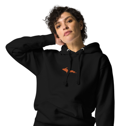 Michigan Upper Peninsula Hoodie (w/ Embroidered Orange UP Outline) | Unisex Premium