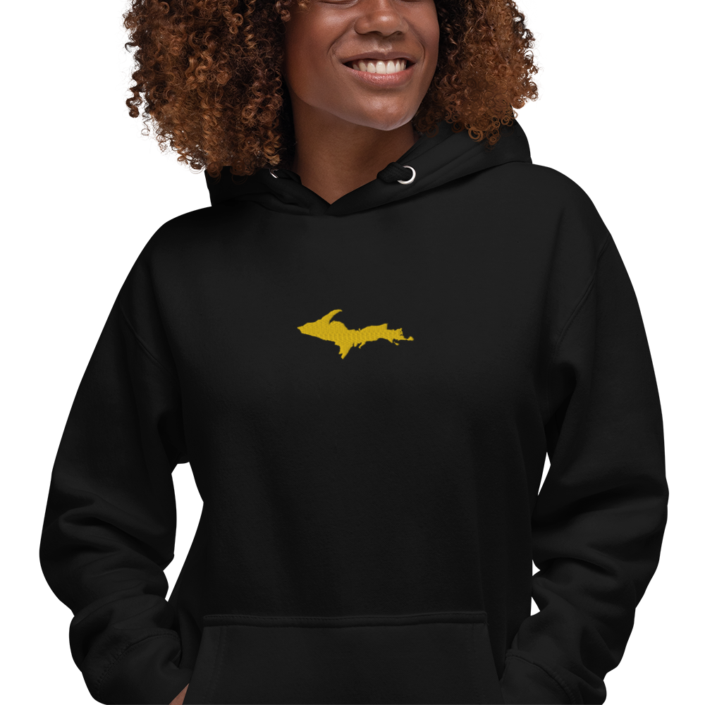 Michigan Upper Peninsula Hoodie (w/ Embroidered Gold UP Outline) | Unisex Premium