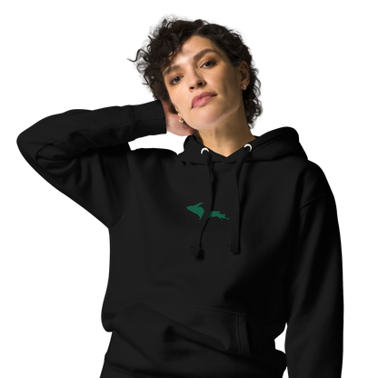 Michigan Upper Peninsula Hoodie (w/ Embroidered Green UP Outline) | Unisex Premium