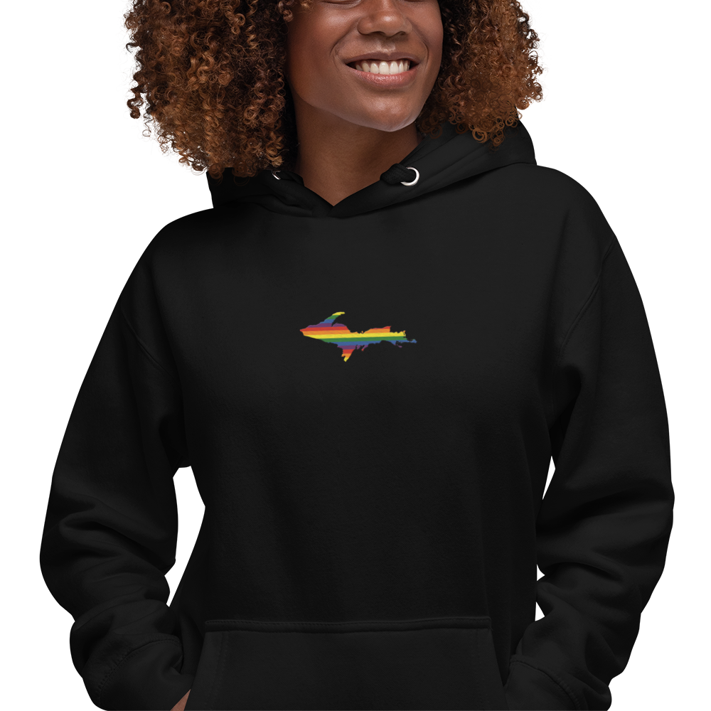 Michigan Upper Peninsula Hoodie (w/ Embroidered UP Pride Flag Outline) | Unisex Premium